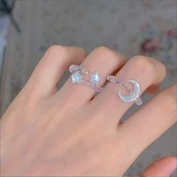 new rings moon splash star river moon open ring female fashion niche design shell star party accessories gift 2022