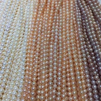 best selling 6 7mm real freshwater cultured pearl near round slightly speckled perforated pearl semi finished necklace tricolor