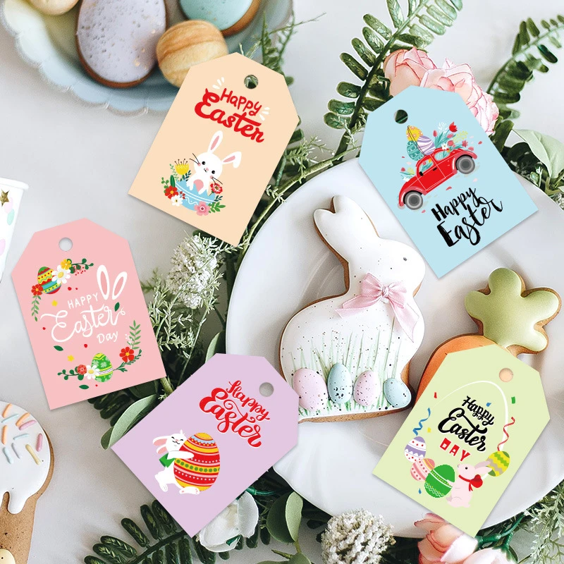 

Easter Tags Labels Wrapping Paper Hanging Tags Cute Rabbit Bunny Egg Paper Cards 48PCS 2022 Most Popular New Year Gifts