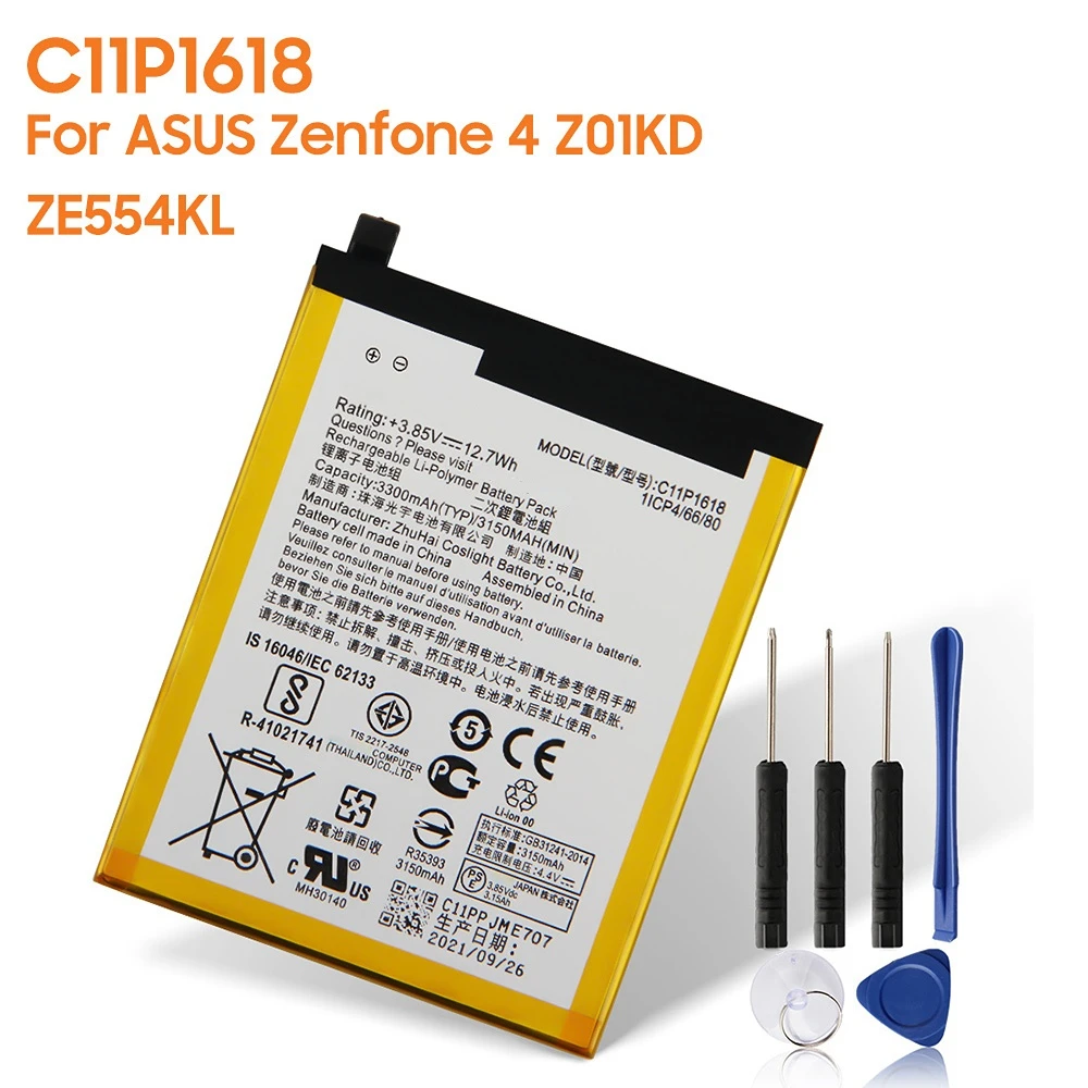 

Сменный аккумулятор C11P1618 для ASUS ZenFone 4 Z01KD ZE554KL, аккумуляторная батарея для телефона 3250 мАч