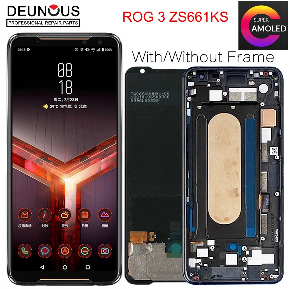 

Top 6.59"Original Amoled For Asus ROG 3 ZS661KS LCD Display Screen+Touch Panel Digitizer For ROG Phone 3 Strix ASUS_I003DD