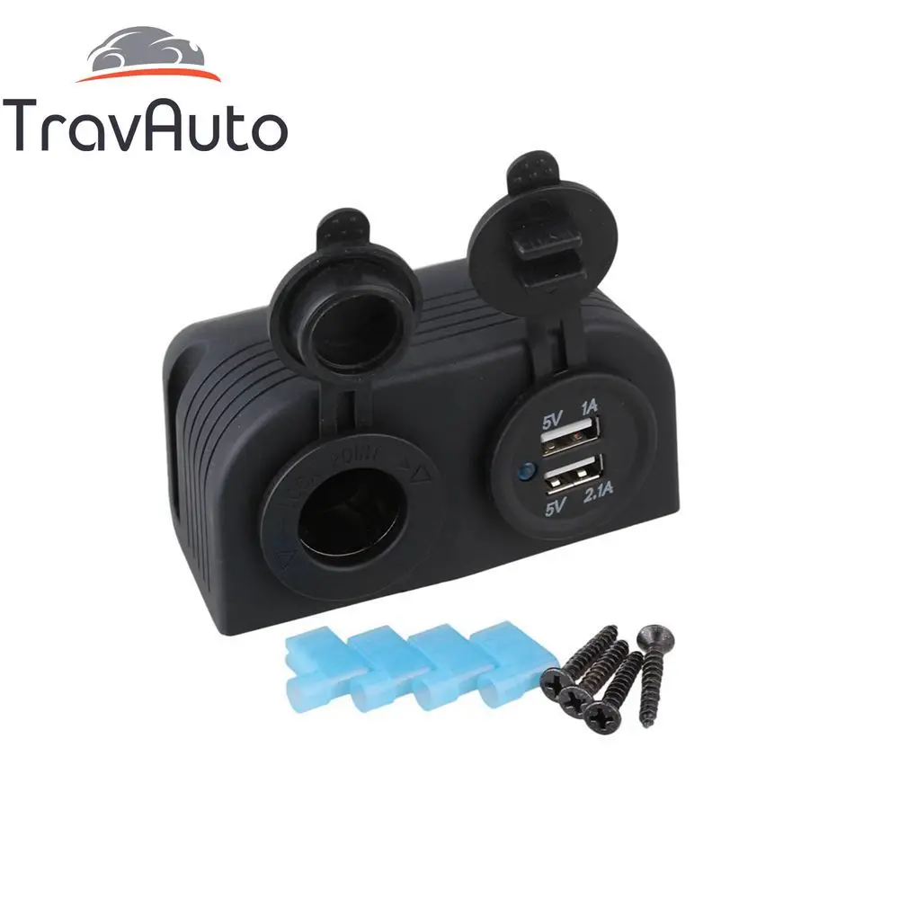 

DC 12-24V Car Power Socket + 5V 3.1A Dual USB Charger for Motorcycle Auto Splitter Cigarette Lighter Outlet Accessories