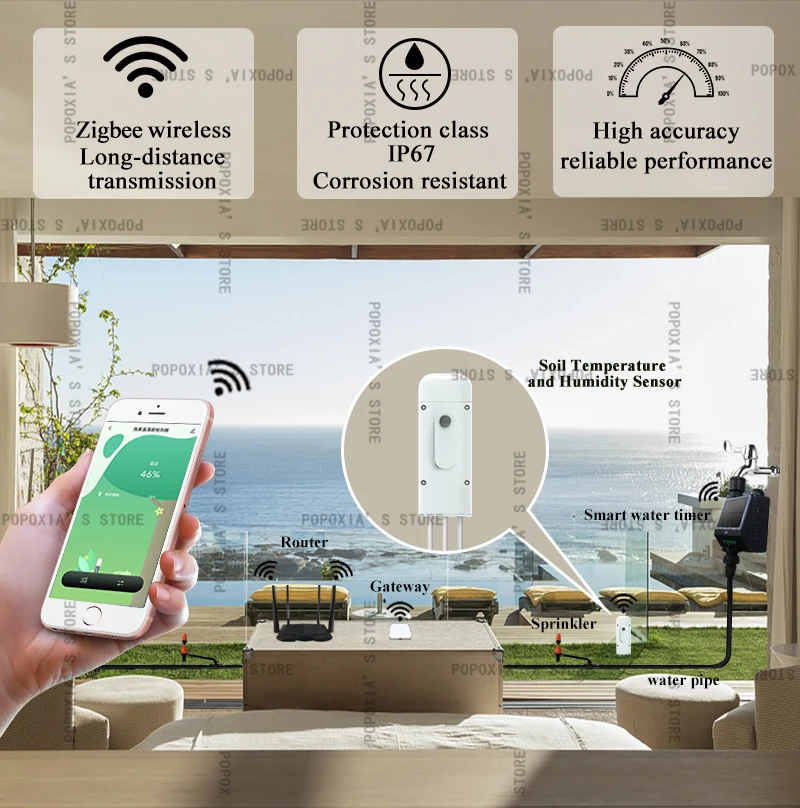 Дистанционное управление через приложение Ios Android Wi-Fi датчик влажности почвы с 3