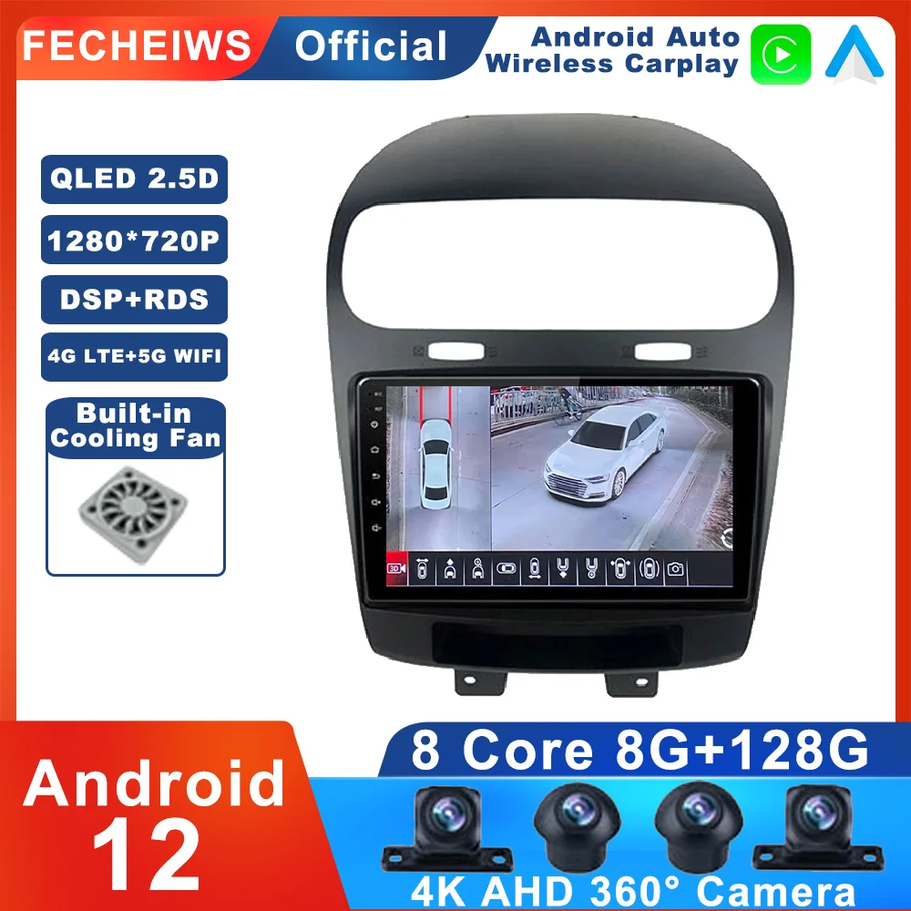 

9 Inch Android 12 For Dodge Journey JC 2011 - 2020 Car Radio 4G RDS No 2din Multimedia ADAS Video Autoradio Stereo SWC Player BT