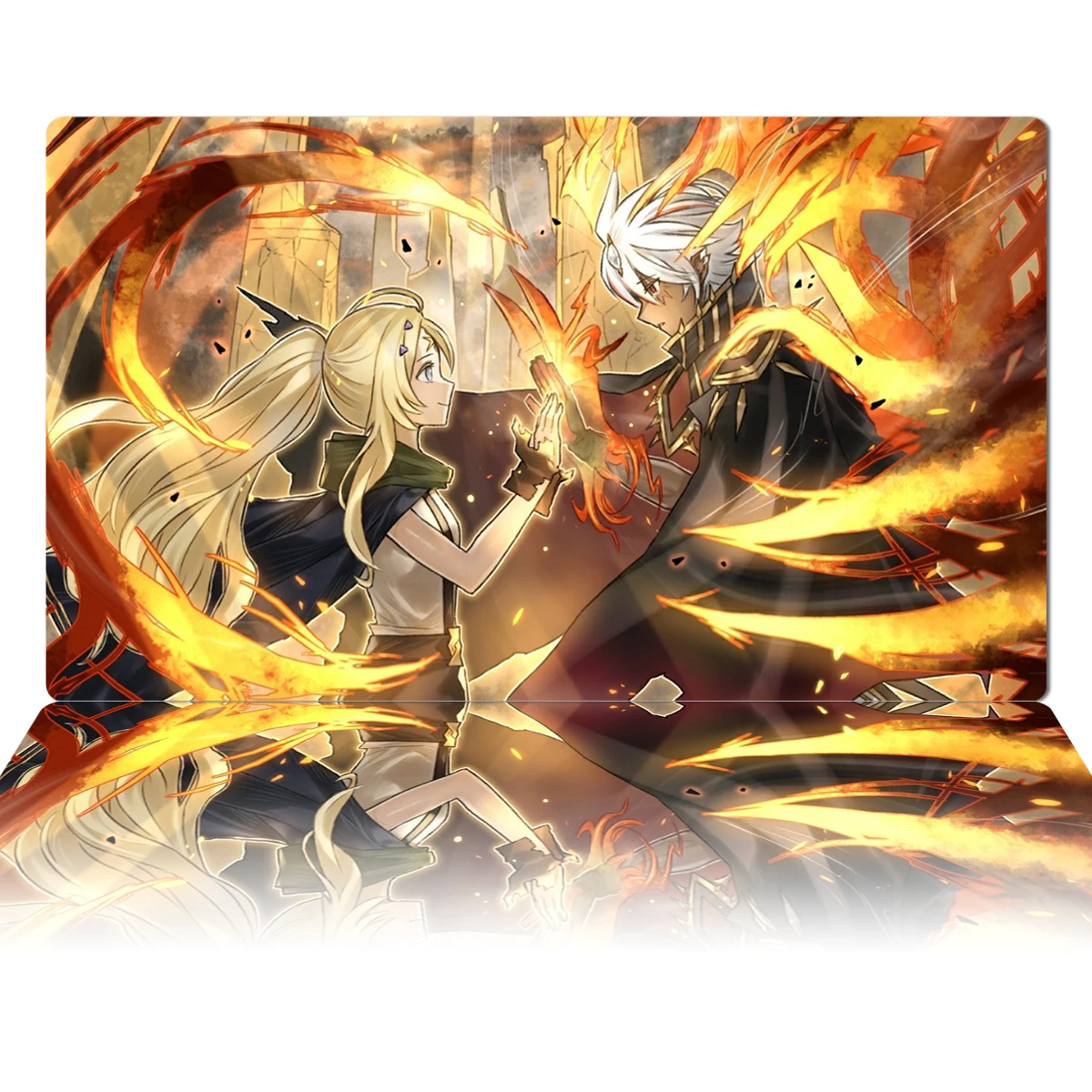 

YuGiOh Playmat Ecclesia, The Virtuous Fallen of Albaz TCG CCG Board Game Duel Card Game Mat Anime Mouse Pad Desk Mat Zones & Bag