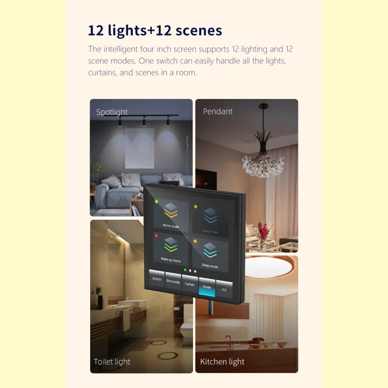 Фото Умный выключатель Tuya Smart Home ZigBee, сенсорный выключатель, полноэкранная панель управления, диммер, выключатель для штор, панель управления с голосовым управлением (офлайн) №3