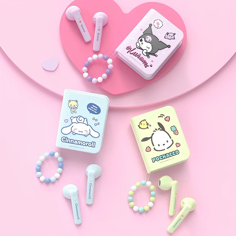 

Sanrio Cinnamoroll Bluetooth Earphone Cartoon Kawaii Kuromi Pochacco Portable Noise Reduction Wireless In-Ear Sports Headphones