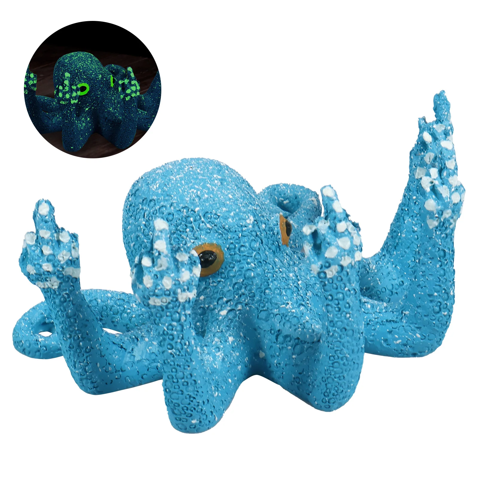 

Luminous Octopus Statue Creative Angry Octopus Sculpture Resin Ornaments Craft Realistic Home Garden Decor Halloween Gifts