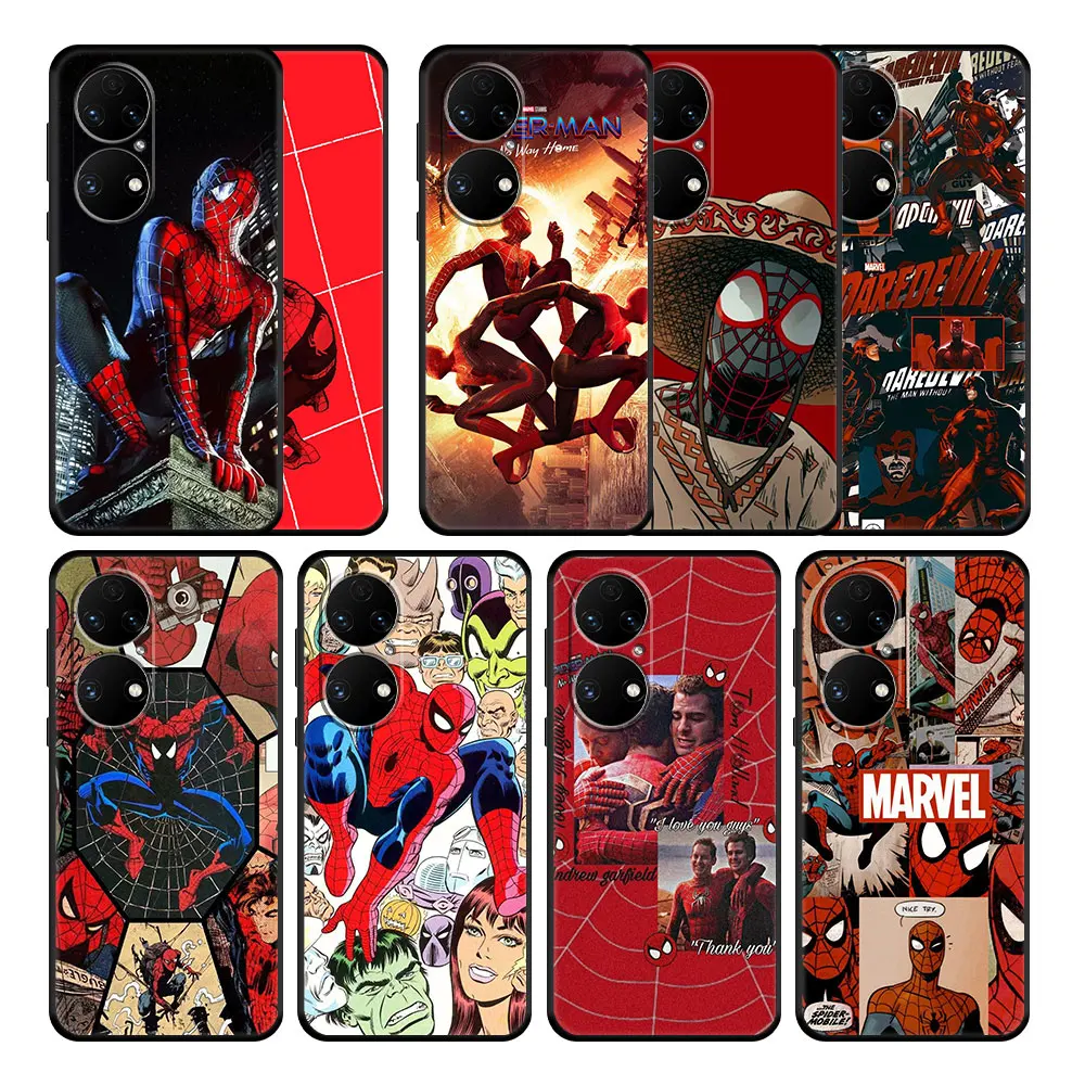 

TPU Armor Case Coque for Huawei P30 P20 Pro P50 P40 Lite 9 SE Nova 5T Y6 Y9 2021 2019 E 8i Y7 7i P50E Cell Marvel Spiderman Red