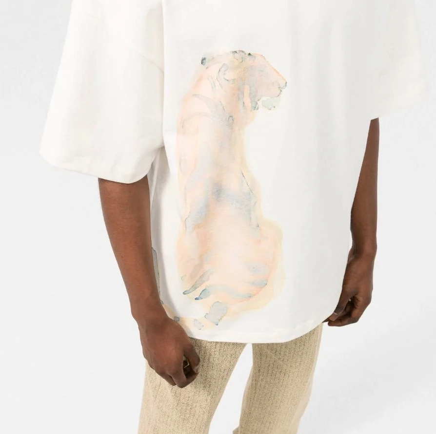 

125044 Luxury Designer Clothes Fashion Classic Trendy Watercolor Year of The Tiger Big Cat O Collar T-shirt 22 Summer New