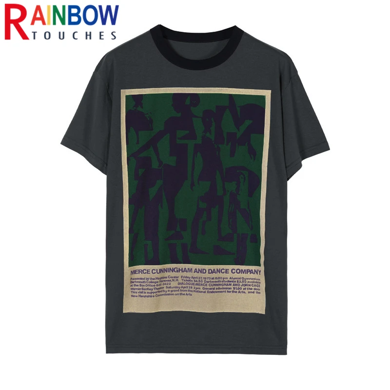 

Rainbowtouches Men Graffiti T-shirt Woman Cotton Short Sleeve Summer Fashion Dancer Graphic Print High Street Tops Loose T Shirt