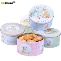 new fashion cookie tin box small storage iron candy round packaging sugar boxes cute delicate korean version birthday party
