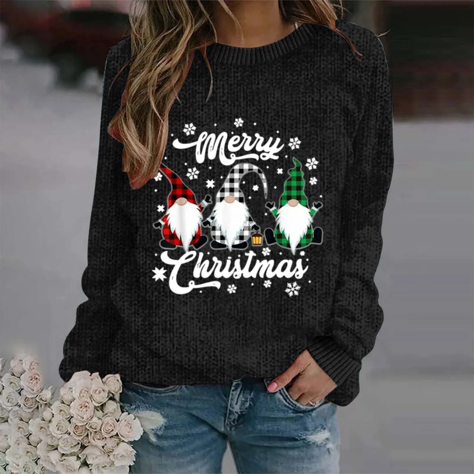 Женский осенне-зимний модный длинный массивный свитер с круглым вырезом и