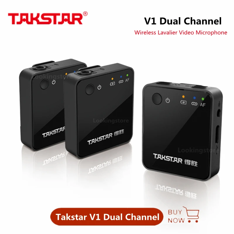 

Takstar V1 Wireless Lavalier Microphone Portable Video Recording Mic 50M Transmission Range for iPhone Phone Live Streaming