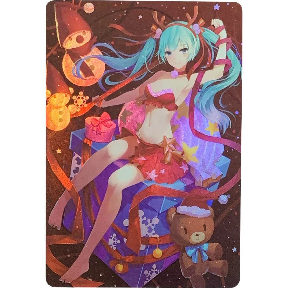 6 шт./компл. аниме рефракционные флэш-карты для девочек ACG Рождественская серия