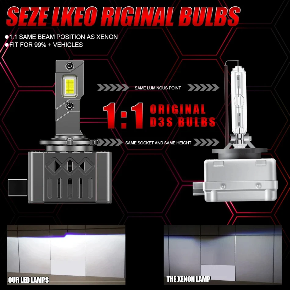 Светодиодная лампа D1S D3S Canbus 1200000 LM 1500 Вт HID D2S D4S D8S D1R D2R D3R D4R Автомобильная фара 6000K