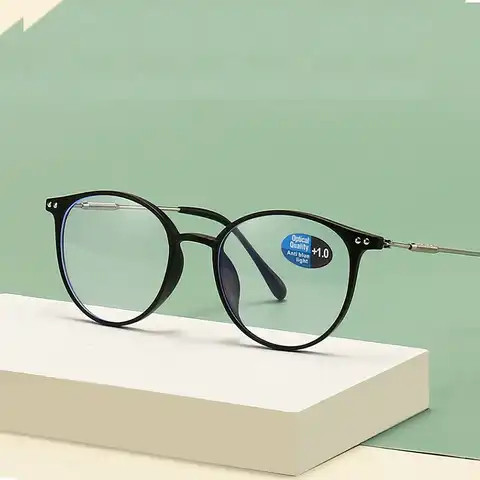 Очки для чтения MYT_0522, круглые, с защитой от синего света, очки для дальнозоркости, компьютерные очки с диоптриями + 1,0 ~ + 4,0