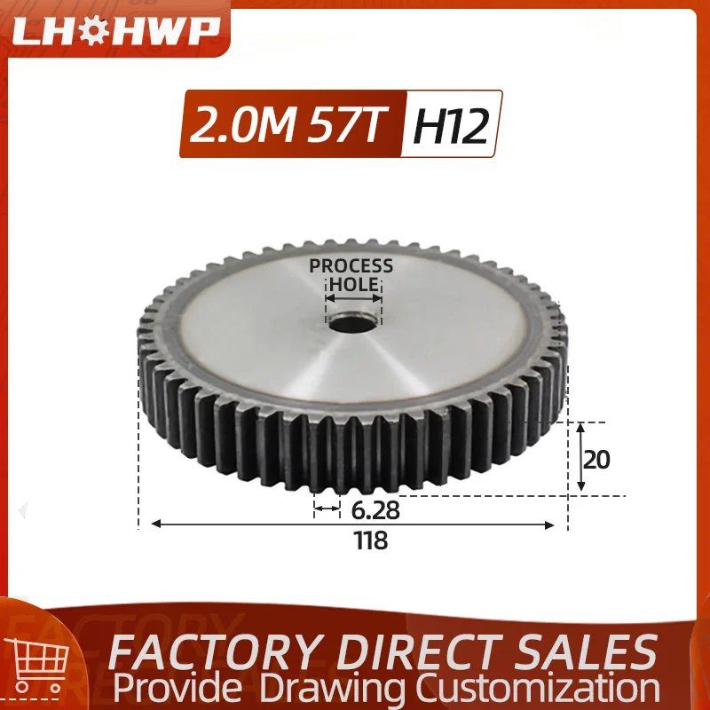 

2 формы, прямозубая шестерня, 57 зубьев, механическое отверстие, 12 зубьев, шестерня с плоскими зубьями 45, стальная прямозубая шестерня, толщин...