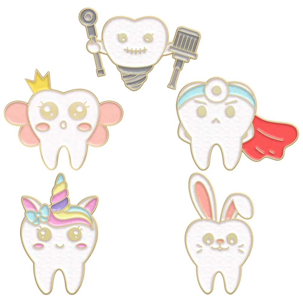 

5Pcs Teeth Lapel Pin Dentist Brooch Clip Badges Fashion Costume Accessories