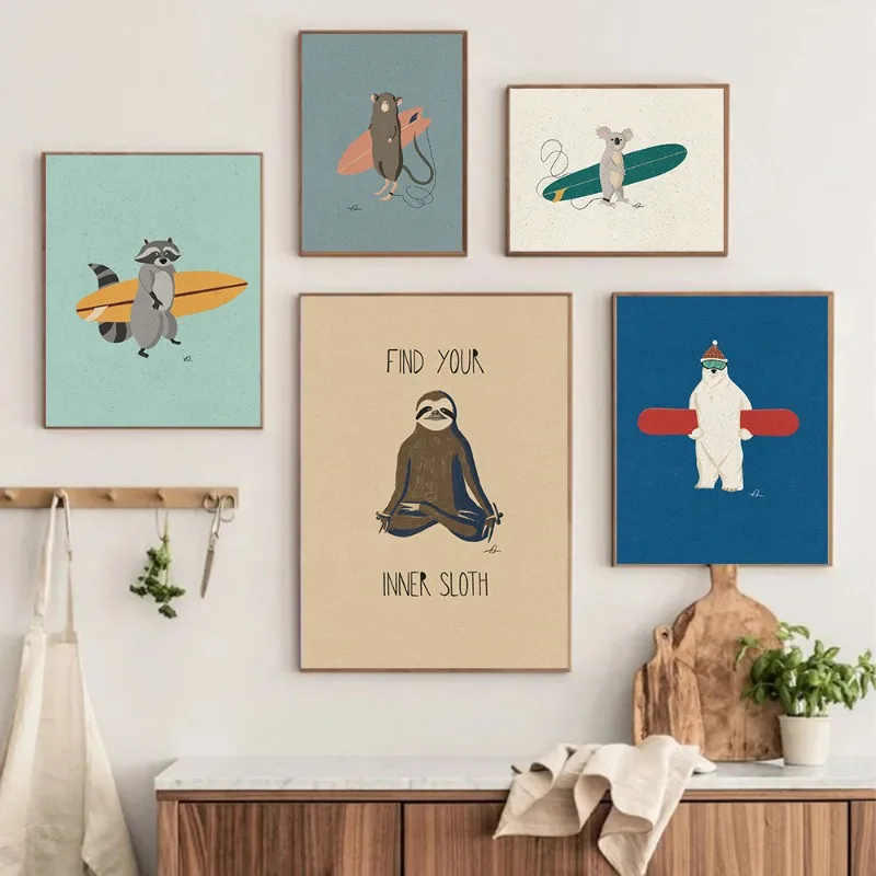 Скандинавские животные для серфинга гризли коала Страусиная Зебра панда