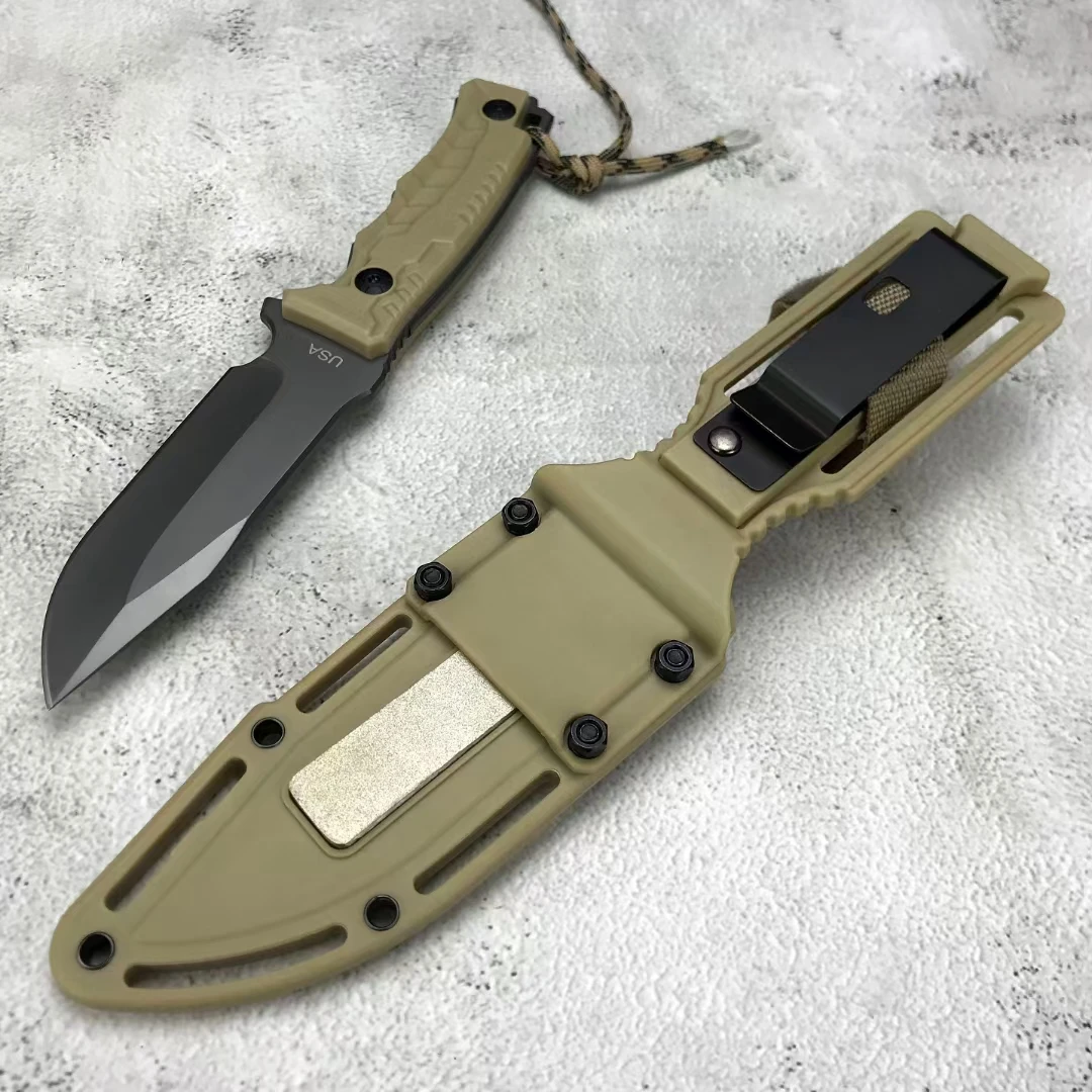 

Topps M01 Fixed Blade Knife Tactical Military AUS-8A Steel Nylon Handle Survival Combat Rescue Knives Self Defense ABS Sheath