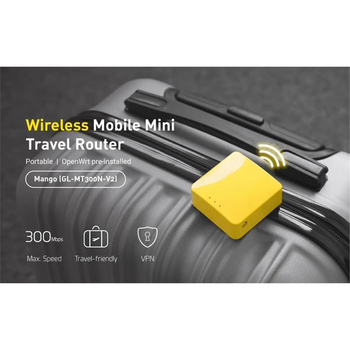 Фото Можно приобрести беспроводной мини-роутер GL-MT300N-V2 Mango, портативный VPN-роутер для путешествий, мобильный хотспот, карманный WiFi-репитер, мост для Wi-Fi. №3