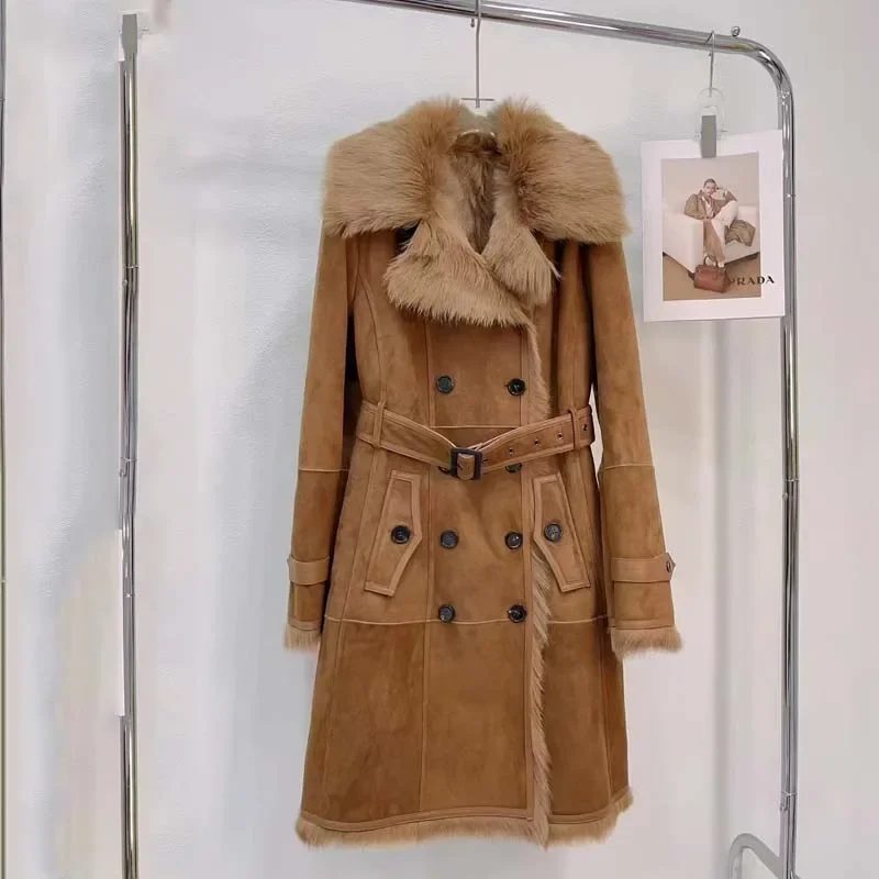 Длинное пальто зимнее женское 2024 Новое поступление одежда из натурального