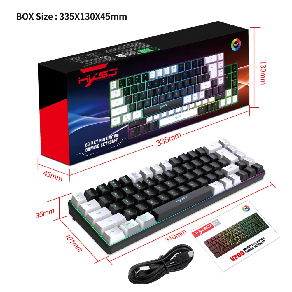 Клавиатура игровая Механическая Проводная с RGB-подсветкой и 68 клавишами