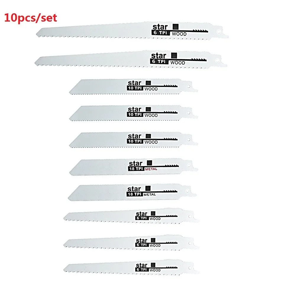 

10PCS Reciprocating Saw Blade Bi-Metal High Strength Woodworking Metal Cut Blade Demolition Sabres Saw Blade Set