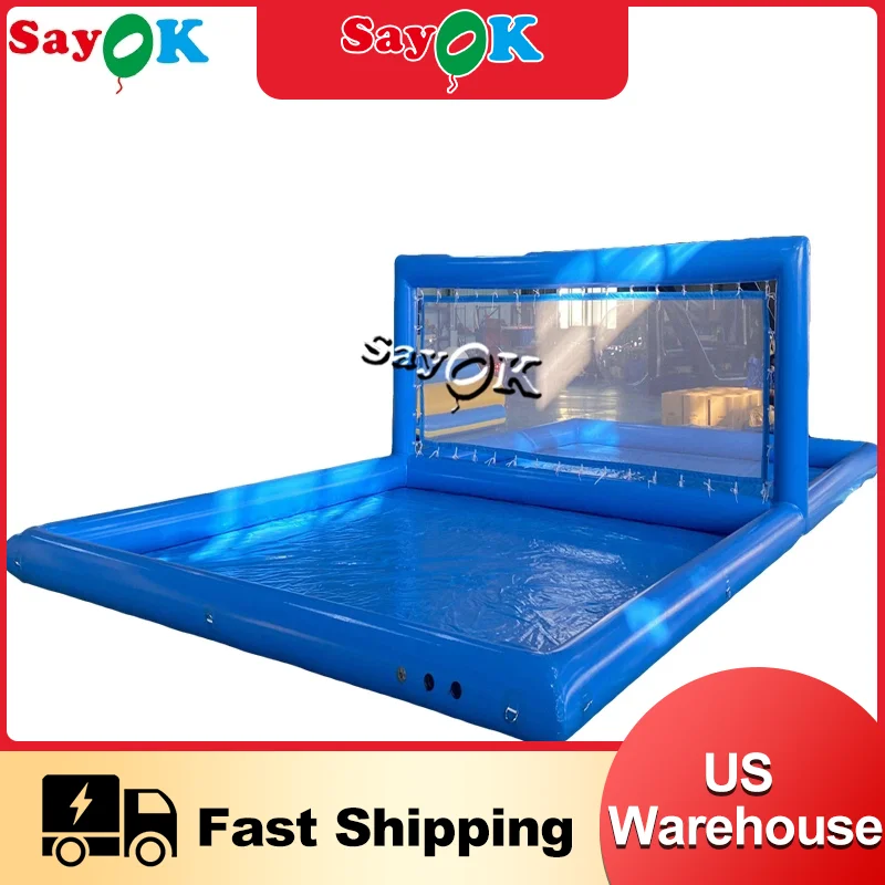

SAYOK 33ft Inflatable Volleyball Court with Air Pump Outdoor Inflatable Beach Volleyball Net Pool Sport Field for Sport Games