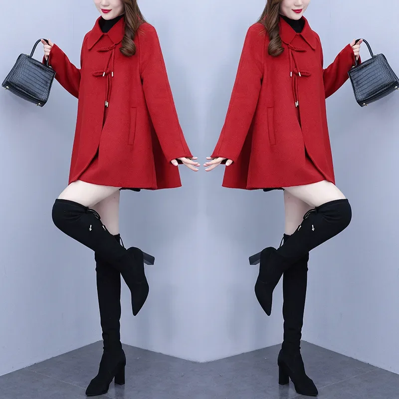 Осенне-зимняя свободная модная винтажная куртка средней длины стройнящее пальто