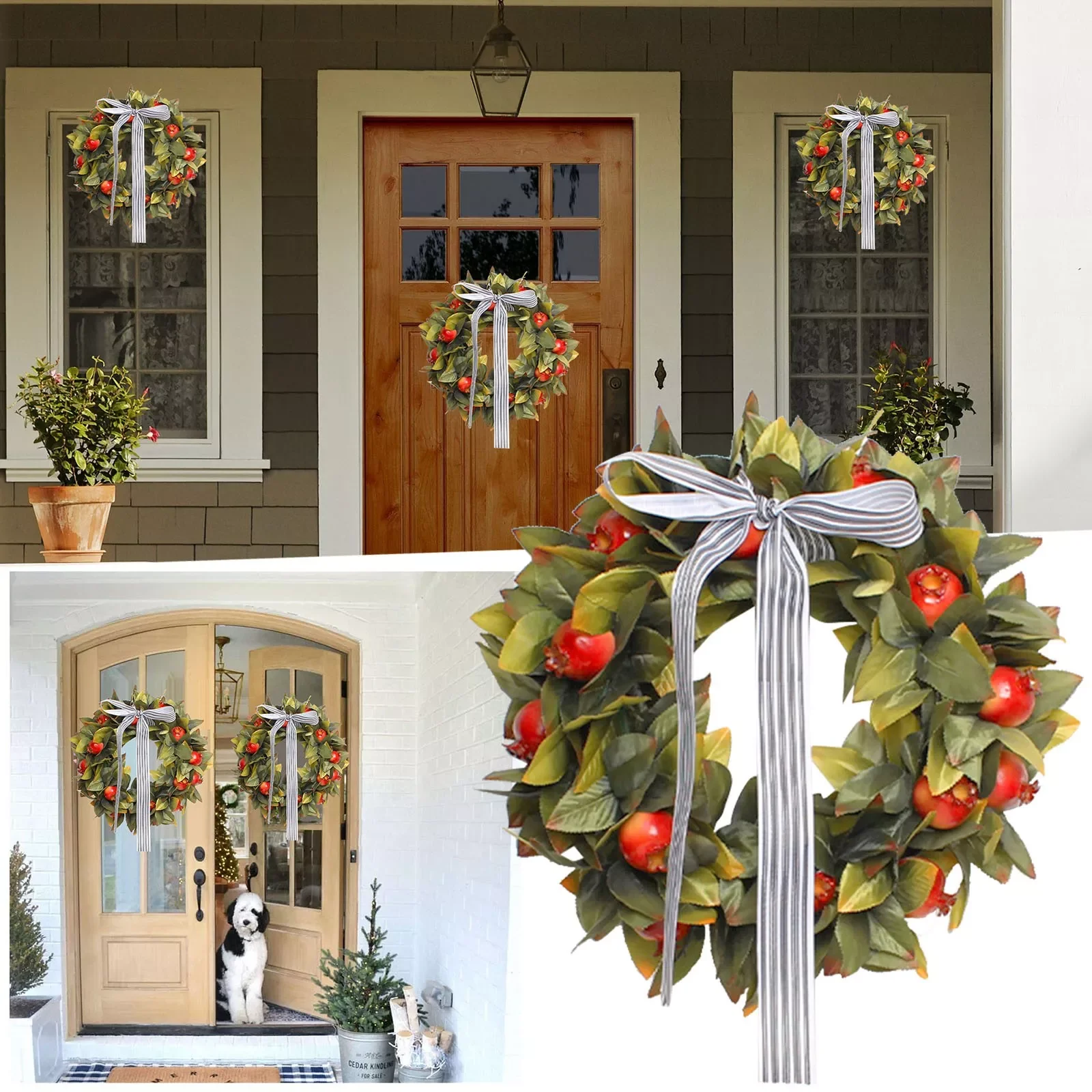 

NEW2023 Solar Lights for Wreath Solar Lighted Wreaths for Outdoors Solar Lighted Wreath Autumn Garland Outdoor Decoration Autumn