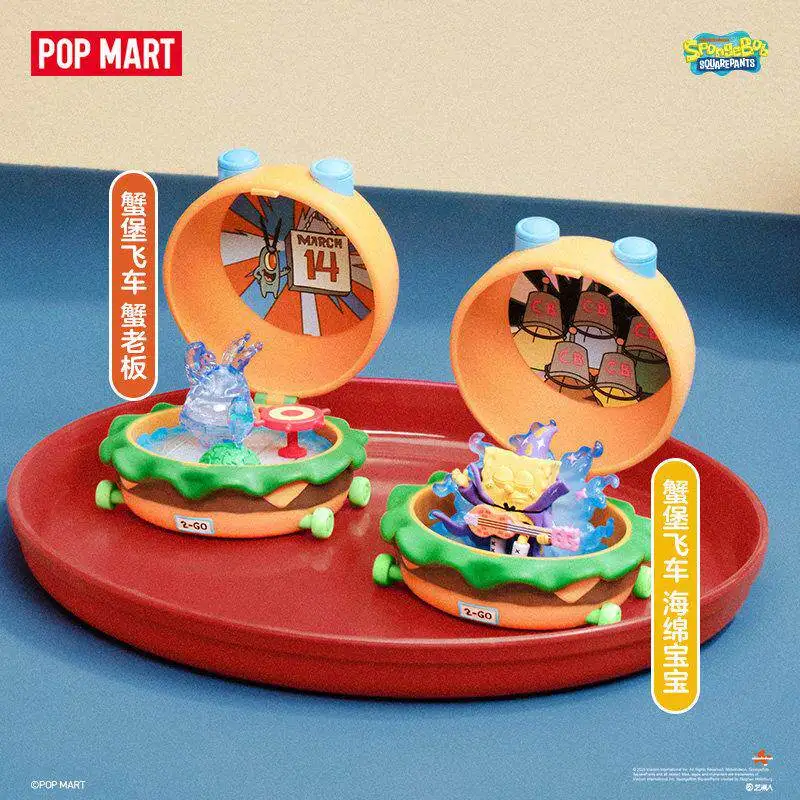 Фото POPMART SpongeBob Crab Mornong Burger: Популярная серия фигурок-сюрпризов в коробках, игрушка-подарок, в наличии №1