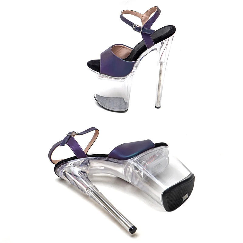 Leecabe 8Inch/20cm holographic PU upper  lady LED Light Up Shoes Glowing  Platform party High Heels Shoes Pole Dancing Shoes