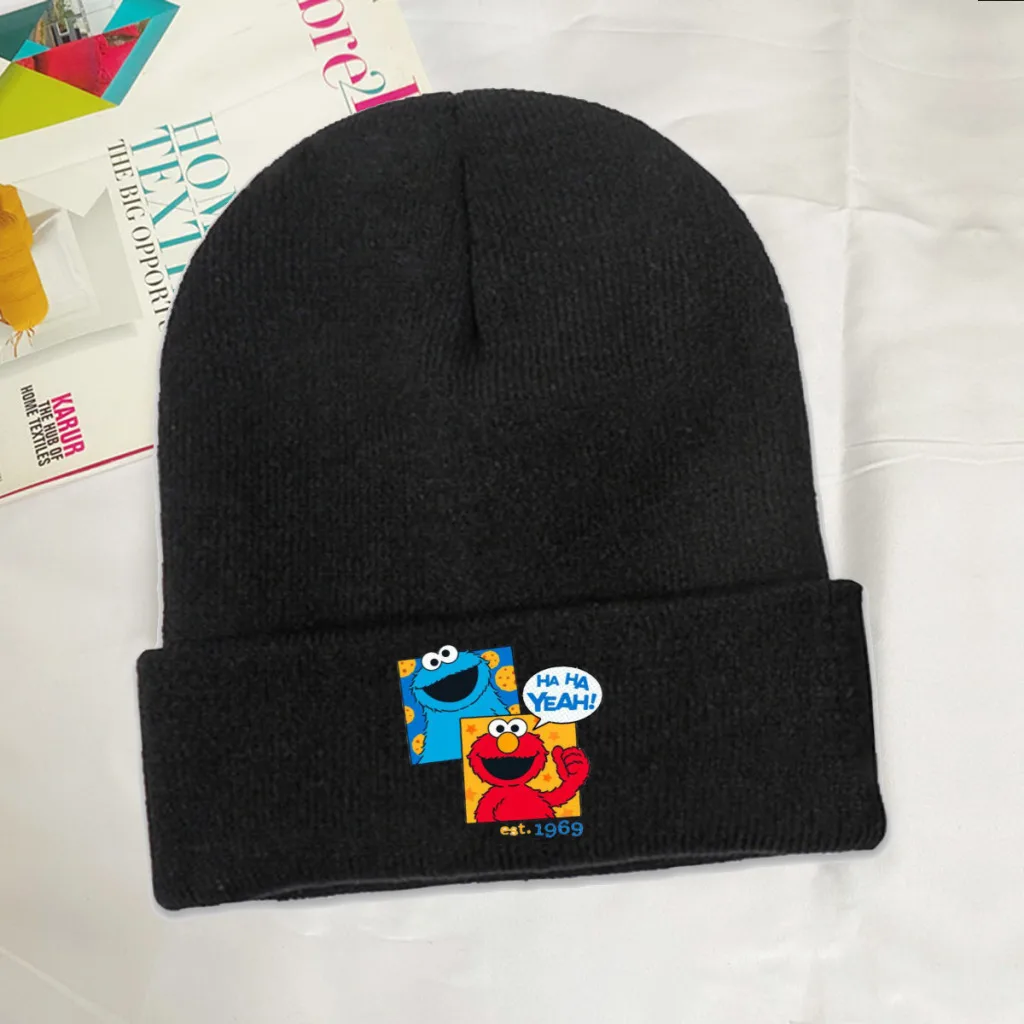 

Sesame Street Alan Animation Skullies Beanies Caps Ha Ha Yeah Knitted Winter Warm Bonnet Hats Unisex Ski Cap
