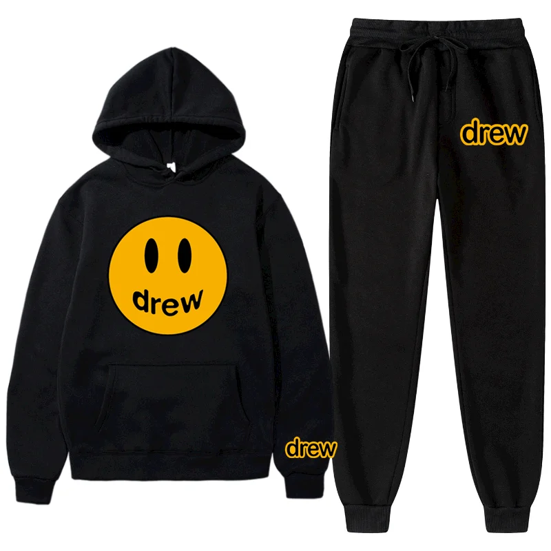 

Men's Tracksuit 2 Piece Set Drew House Justin Bieber Hoodie + Sweatpants Sportswear Casual Hoodie Suit Jogging Suits Clothes