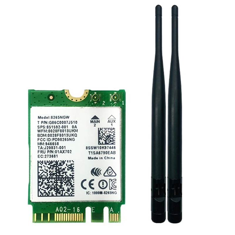 

AC8265 Wireless Network Card 2.4Ghz-5Ghz BT4.2 M.2 Wifi Network Card With Antenna For Jetson Nano