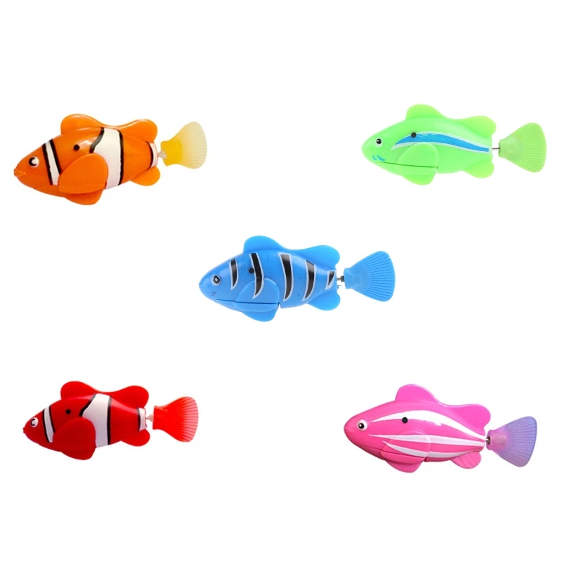 

270F Swimming Robot Fish for cats Interactive Fish Toys with LED Light Automatic Moving Plastic Fish Battery Powered