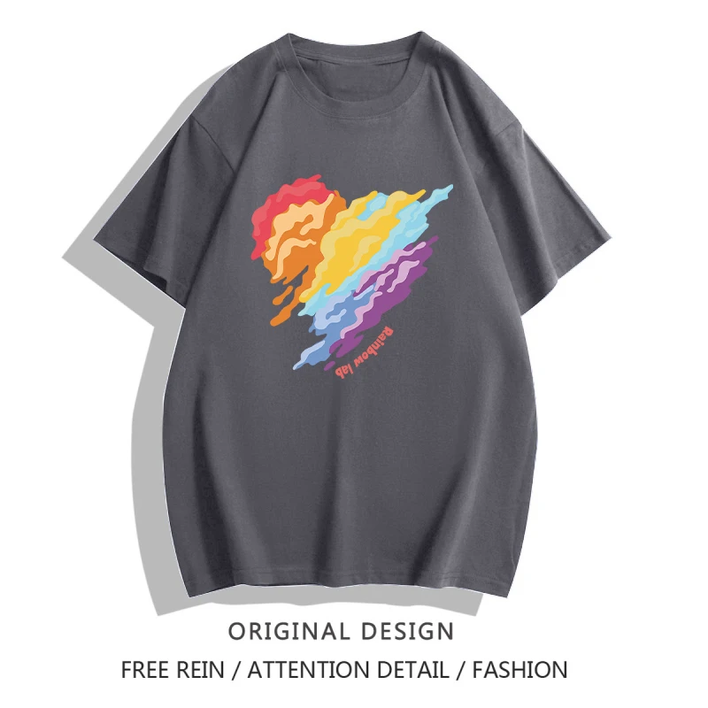 

Other T-Shirts Cotton Pullover Casual Crew neck Regular Summer T-Shirt Heart Short Sleeve Unisex None