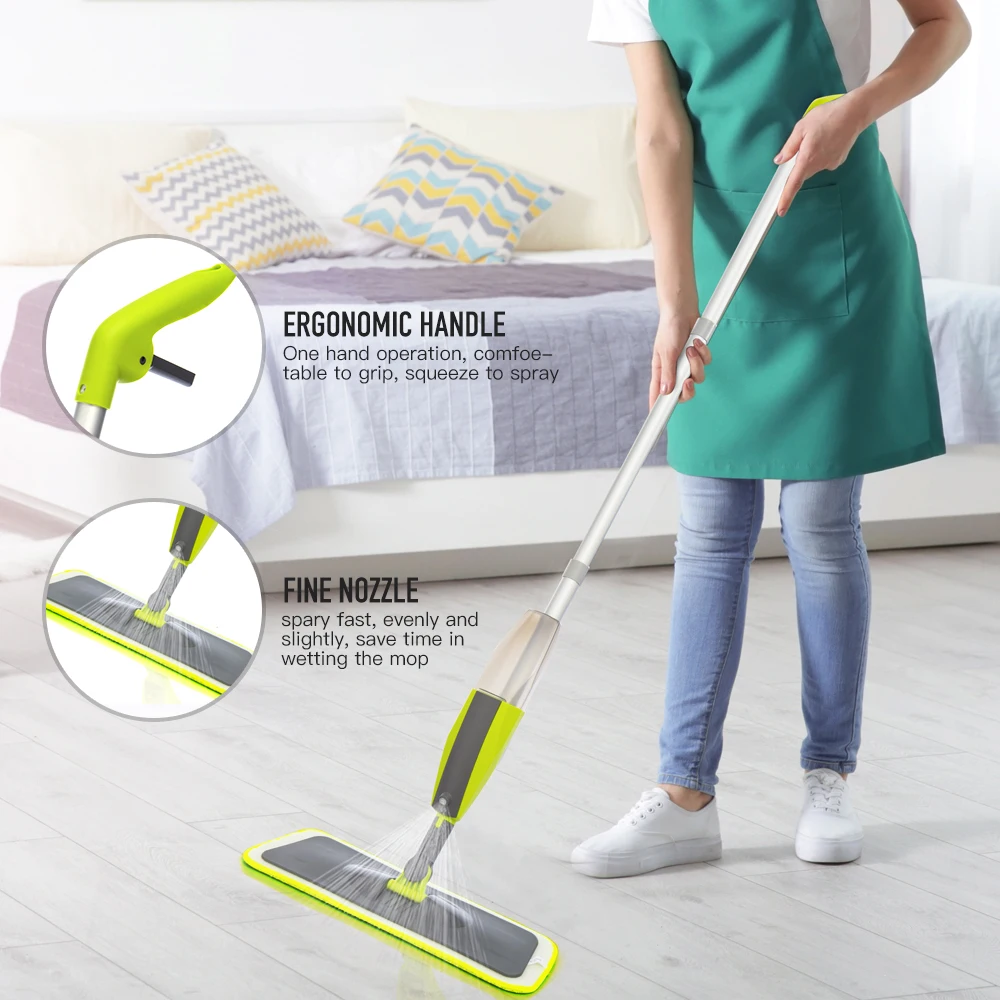 

Multifunctional Hand Wash Flat Mop with Reusable Microfiber Pad 360 Degree Metal Handle Mop Home Wood Floor Squirt Mop