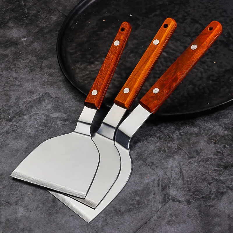 

Stainless Steel Wooden Handle Shovel Chinese Omelet Wrap Tools Cooking Shovel Steak Spatula Hotel Spatula