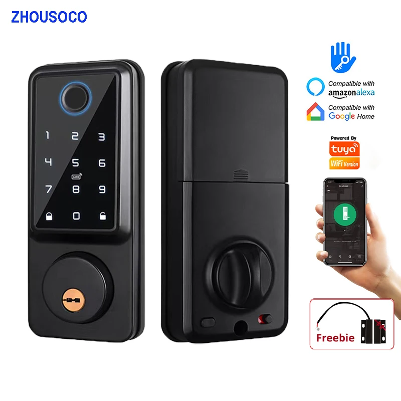 

Tuya Wifi Biometric Fingerprint Lock Ttlock BLE Smart Deadbolt Locks Password Digital Card Keyless Entry Keypad Electronic Lock