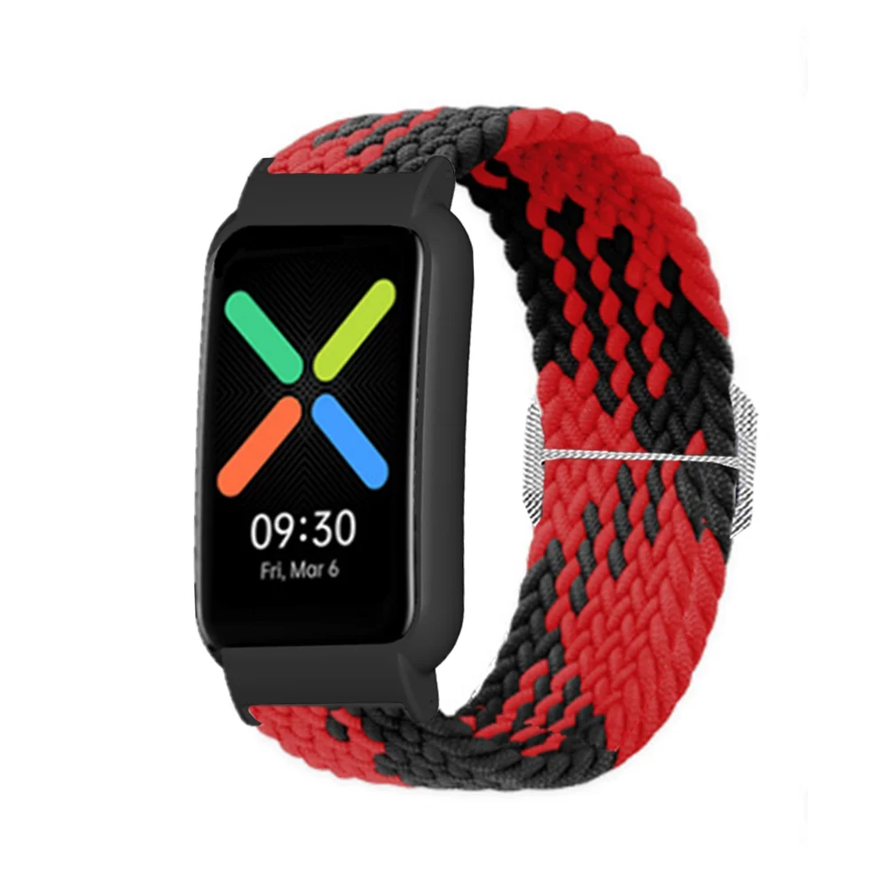 Ремешок нейлоновый для Oppo Watch Free 46 мм эластичный плетеный браслет + чехол часов