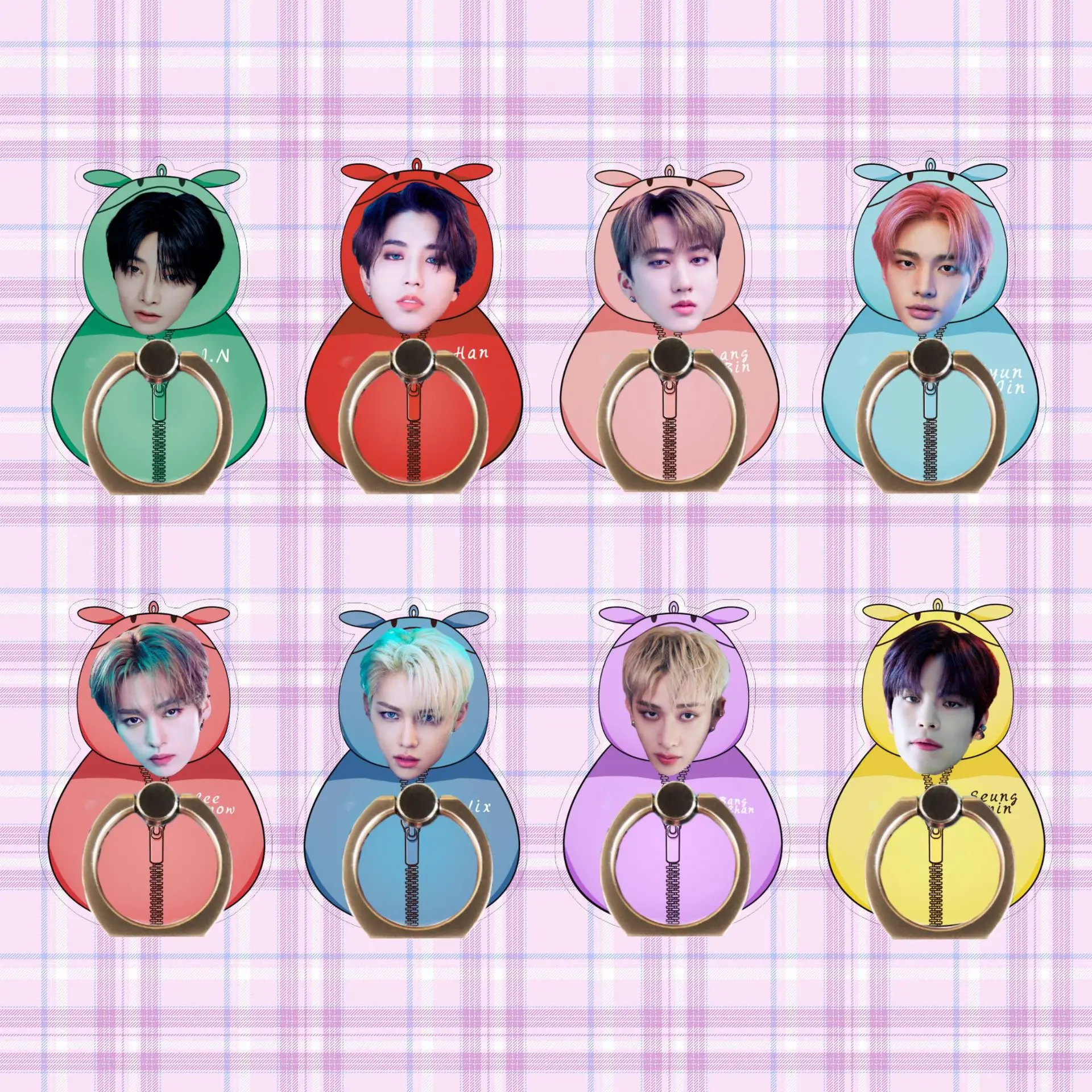 

KPOP бродячие дети гетероморфные Smart Tok HD акриловые с поворотным кольцом Пряжка Кронштейн Держатель для мобильного телефона HyunJIn Felix Поклонники подарок