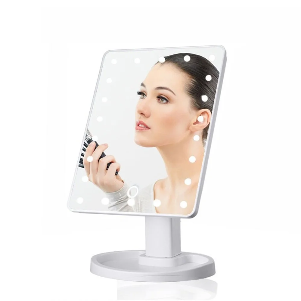 

Novo espelho de maquiagem com luz led senhoras armazenamento maquiagem lâmpada desktop rotativo vaidade espelho forma espelhos