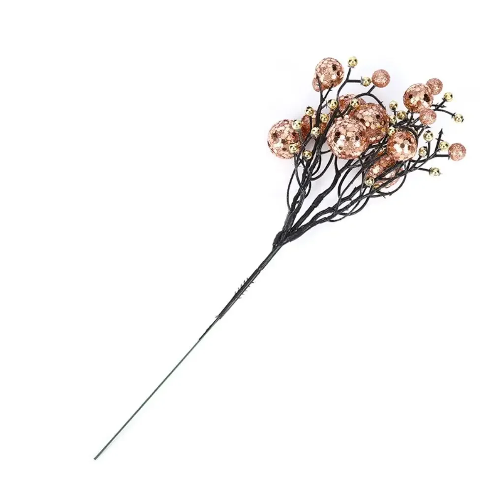 Искусственные блестящие ягодные веточки пластик 29 см