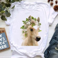 watercolor unicornhorse flowers print t shirt womens clothing 2022 fuuny tshirt femme summer tops tee shirt female streetwear