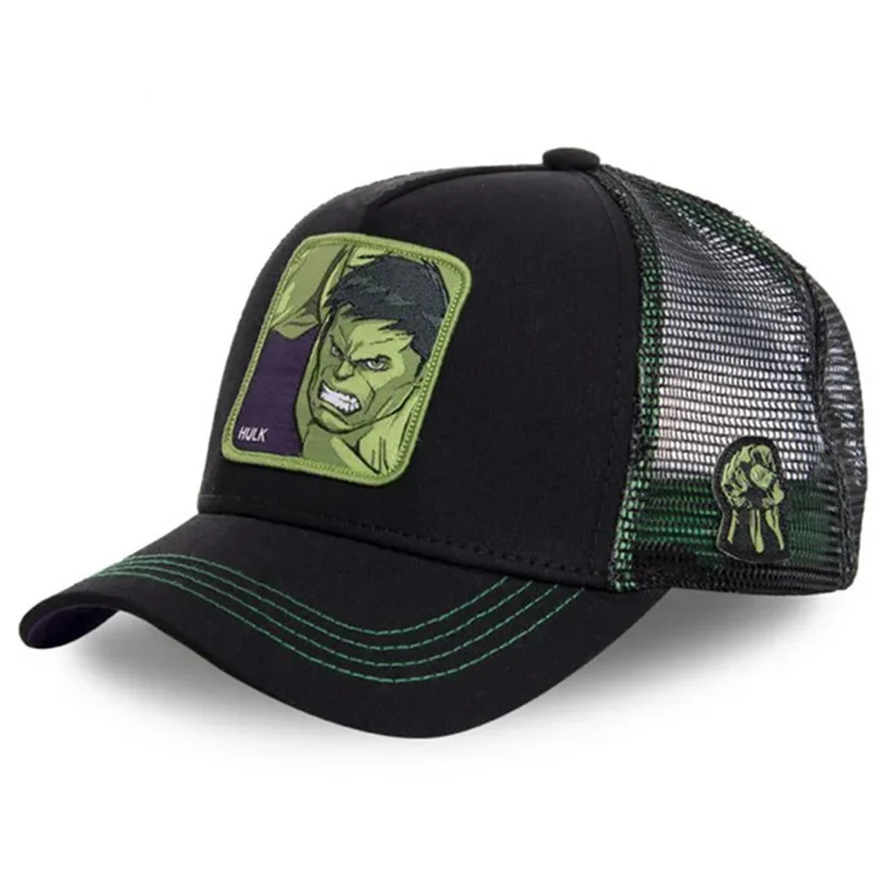Фото Высокое качество Marvel Бренд Халк Аниме Мультфильм Snapback Хлопковая Регулируемая Бейсболка Дальнобойщика Мужчины Женщины Хип-Хоп Сетчатая Кепка №3