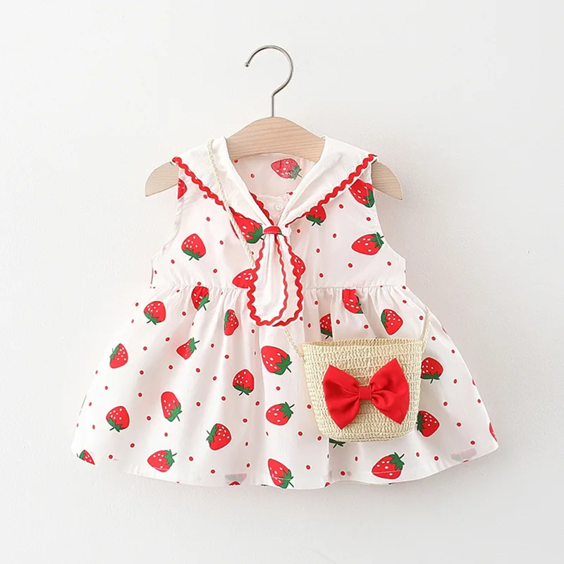 Summer Baby Dresses Toddler Girl Clothes Cute Print Sleeveless Cotton Beach Princess  Newborn  Clothing