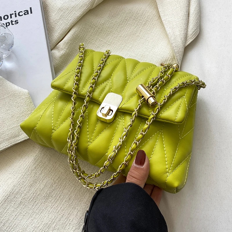 

PU Leather Crossbody Bags for Women 2022 Tendencia Summer Hit Simple Fashion Chain Shoulder Bag Lady Luxury Small Handbags